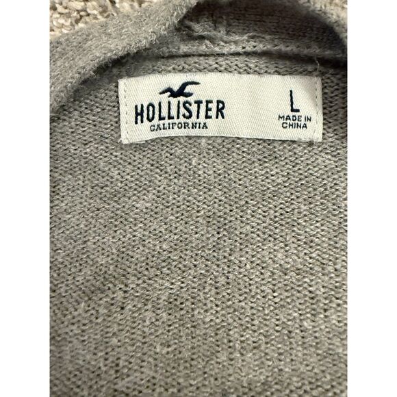 Hollister Gray Button Up V Neck Cardigan w Pockets Size Large Y2K - Picture 2 of 4